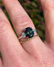 Load image into Gallery viewer, Wonderful Green Sapphire and Diamond Ring in Platinum