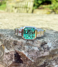 Load image into Gallery viewer, Colombian Emerald and Diamond Ring in Platinum
