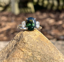 Load image into Gallery viewer, Wonderful Green Sapphire and Diamond Ring in Platinum