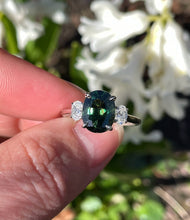 Load image into Gallery viewer, Wonderful Green Sapphire and Diamond Ring in Platinum