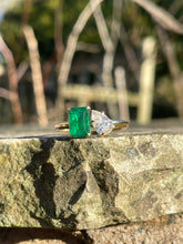 Load image into Gallery viewer, Emerald and Diamond 'Toi et Moi' ring in 18ct Gold