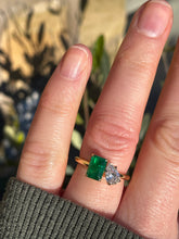 Load image into Gallery viewer, Emerald and Diamond 'Toi et Moi' ring in 18ct Gold