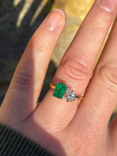 Load image into Gallery viewer, Emerald and Diamond 'Toi et Moi' ring in 18ct Gold