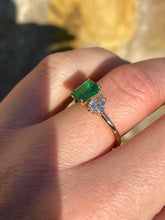 Load image into Gallery viewer, Emerald and Diamond 'Toi et Moi' ring in 18ct Gold