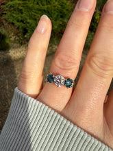 Load image into Gallery viewer, Wonderful Natural Diamond and Teal Sapphire Ring in 18ct Gold and Platinum