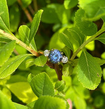 Load image into Gallery viewer, Tanzanite and diamond trilogy ring in yellow gold