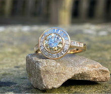 Load image into Gallery viewer, Golden Champagne Diamond Halo Ring