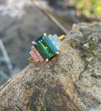 Load image into Gallery viewer, Fine Tourmaline and Diamond Ring in 18ct Yellow Gold