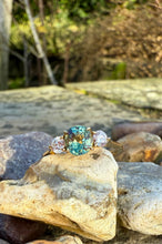 Load image into Gallery viewer, Teal Sapphire and Diamond Ring in 18ct Yellow Gold