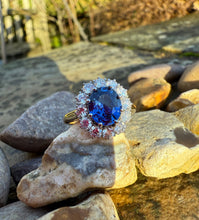 Load image into Gallery viewer, Sapphire and Diamond Cluster Ring in 18ct Gold And Platinum
