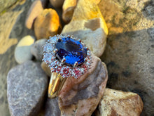 Load image into Gallery viewer, Sapphire and Diamond Cluster Ring in 18ct Gold And Platinum
