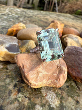 Load image into Gallery viewer, Mint Green Beryl and Diamond Statement Ring, in Platinum.