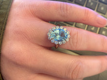 Load image into Gallery viewer, Aquamarine and Diamond Cluster Ring in Platinum