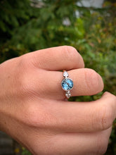 Load image into Gallery viewer, Beautiful Aquamarine and Diamond Trilogy ring in 18ct white and yellow gold