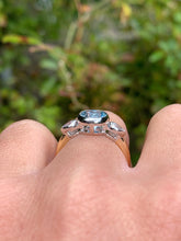 Load image into Gallery viewer, Beautiful Aquamarine and Diamond Trilogy ring in 18ct white and yellow gold