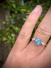 Load image into Gallery viewer, Beautiful Aquamarine and Diamond Trilogy ring in 18ct white and yellow gold