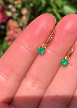 Load image into Gallery viewer, Vivid Green Emerald Huggie-Hoop Charm Earrings