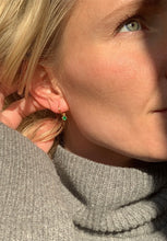 Load image into Gallery viewer, Vivid Green Emerald Huggie-Hoop Charm Earrings