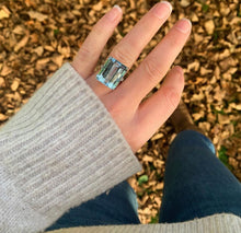 Load image into Gallery viewer, 20 Carat Aquamarine and Diamond Cocktail Ring in Platinum