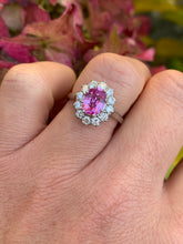 Load image into Gallery viewer, Incredible Pink Sapphire and Diamond Cluster Ring in Platinum