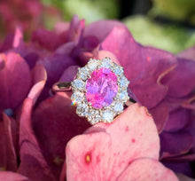 Load image into Gallery viewer, Incredible Pink Sapphire and Diamond Cluster Ring in Platinum