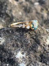 Load image into Gallery viewer, Teal Sapphire and Diamond Scatter Ring