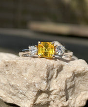 Load image into Gallery viewer, Yellow Sapphire and Diamond Trilogy Ring