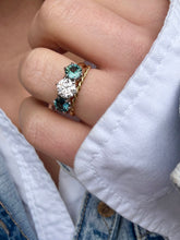 Load image into Gallery viewer, Wonderful Natural Diamond and Teal Sapphire Ring in 18ct Gold and Platinum
