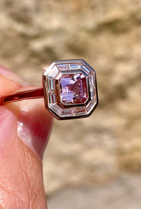 Morganite and diamond ring in 18ct Rose Gold
