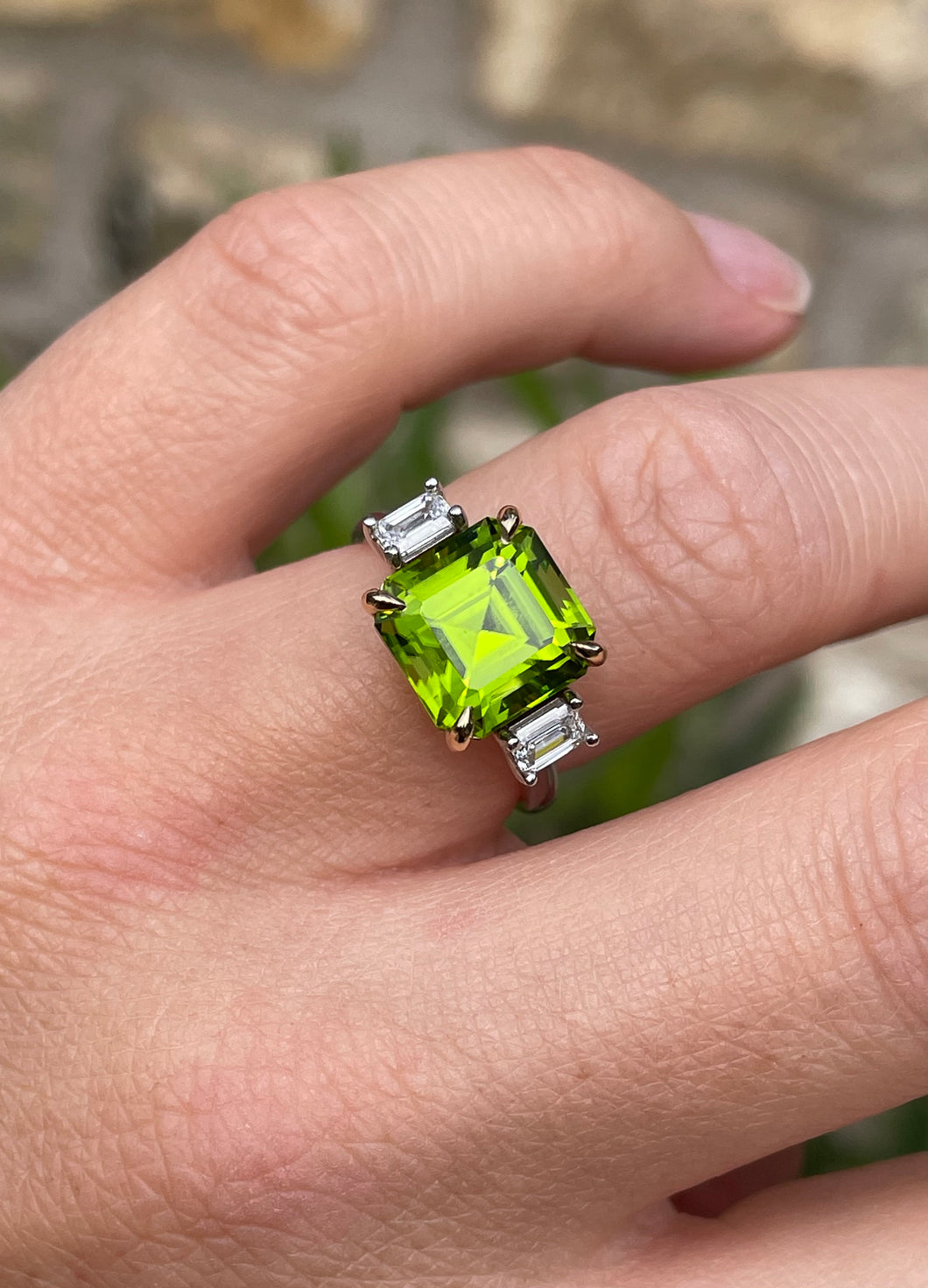 Fine Peridot and Diamond Ring in 18ct Gold