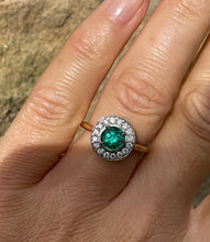 Load image into Gallery viewer, *RESERVED* Emerald and Diamond Ring in Platinum and 18ct Yellow Gold
