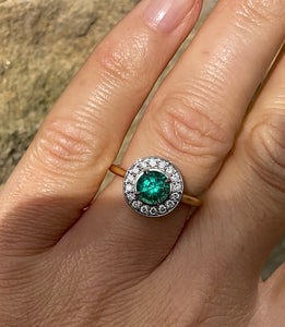 *RESERVED* Emerald and Diamond Ring in Platinum and 18ct Yellow Gold
