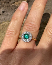Load image into Gallery viewer, *RESERVED* Emerald and Diamond Ring in Platinum and 18ct Yellow Gold
