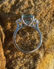 Load image into Gallery viewer, Aquamarine and Diamond Trilogy Ring in Platinum
