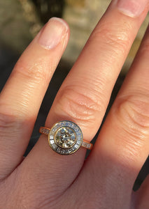 Golden Champagne Diamond Halo Ring