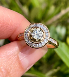 Golden Champagne Diamond Halo Ring