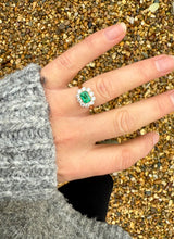 Load image into Gallery viewer, Stunning Emerald and Diamond Cluster Ring in 18ct Yellow Gold
