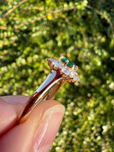 Load image into Gallery viewer, Stunning Emerald and Diamond Cluster Ring in 18ct Yellow Gold
