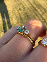 Load image into Gallery viewer, Teal Sapphire and Diamond Ring in 18ct Yellow Gold
