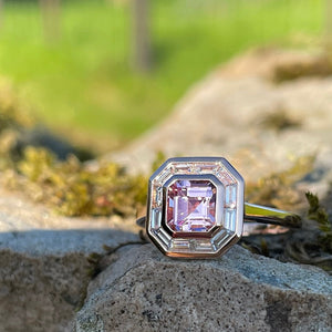 Morganite and diamond ring in 18ct Rose Gold