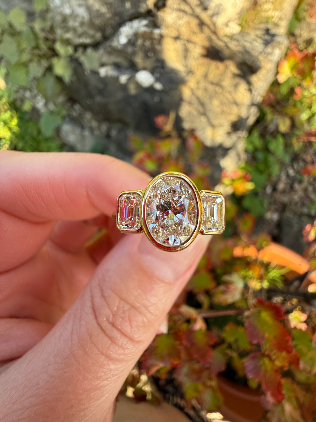Incredible Bezel - Set Diamond Trilogy Ring In 18ct Gold