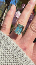 Load and play video in Gallery viewer, Mint Green Beryl and Diamond Statement Ring, in Platinum.
