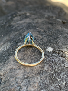Lovely 3.28 Carat, Pear-Shaped Natural Aquamarine Solitaire Ring
