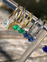 Load image into Gallery viewer, Vivid Green Emerald Huggie-Hoop Charm Earrings
