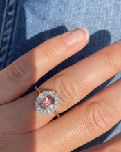 Load image into Gallery viewer, Blush Pink Tourmaline and Diamond Vintage Style Cluster Ring
