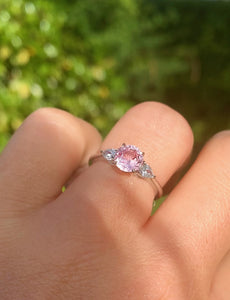 Blush Pink Ceylon Sapphire and Diamond Ring in 18ct Gold