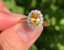 Load image into Gallery viewer, Yellow Sapphire and Diamond Daisy Cluster Ring in White and Yellow Gold
