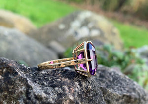 10 Carat Natural Amethyst Cocktail ring in 9ct Yellow Gold