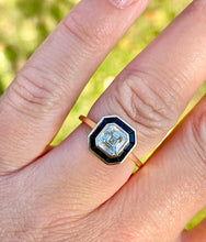 Load image into Gallery viewer, GIA Certified Diamond and Onyx Ring in 18ct Yellow Gold
