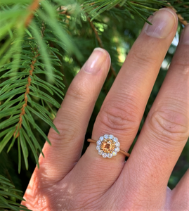 Beautiful Sapphire and Diamond Daisy Cluster Ring